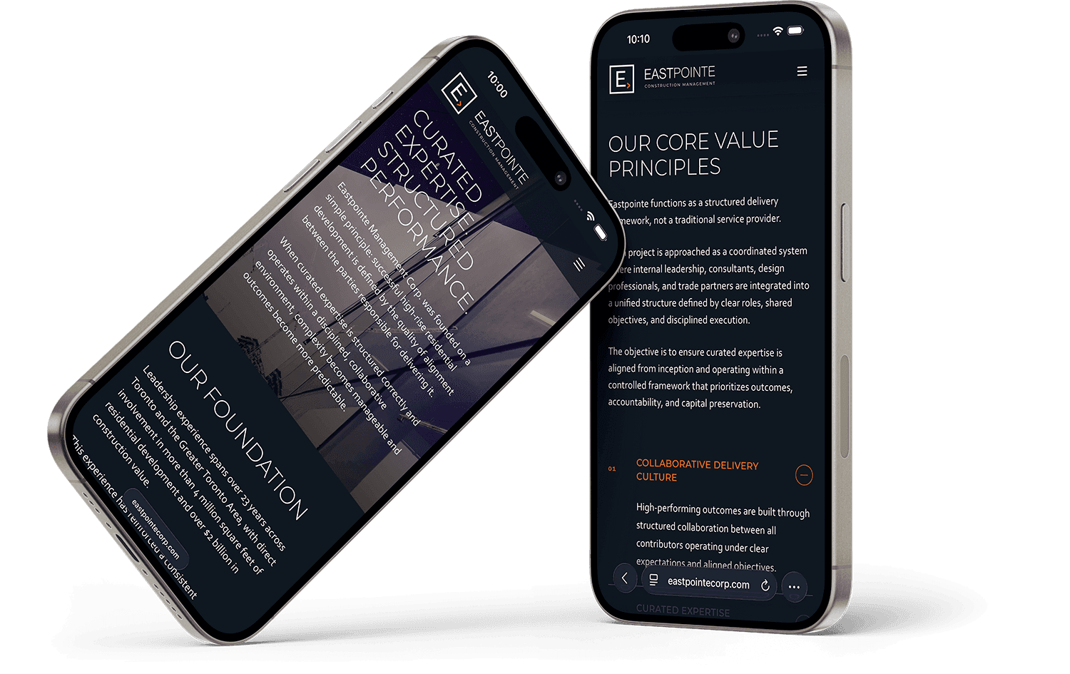 Eastpointe Construction Management website mobile screenshot